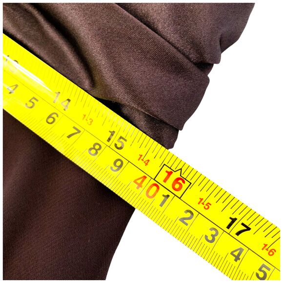 Connected Apparel Brown V-Neck Satin Ruched A-Line Cocktail Dress Size 14 - Picture 8 of 12